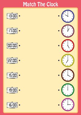 maç saatleri, çocuklar bu eşleşen matematik oyun, çalışma ile analog saatler okumayı öğrenmek