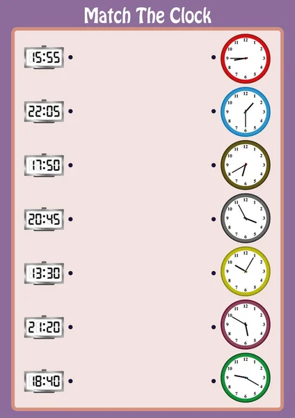 maç saatleri, çocuklar bu eşleşen matematik oyun, çalışma ile analog saatler okumayı öğrenmek