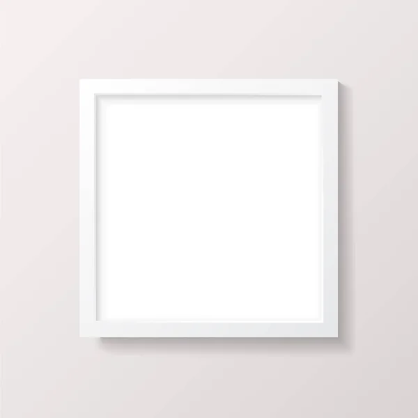 Realistische leere weiße quadratische Bilderrahmen-Attrappe — Stockvektor