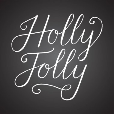 Kara tahta Holly Jolly el yazı - bir koyu gri kara tahta stili arka plan üzerinde izole tatil mesajı