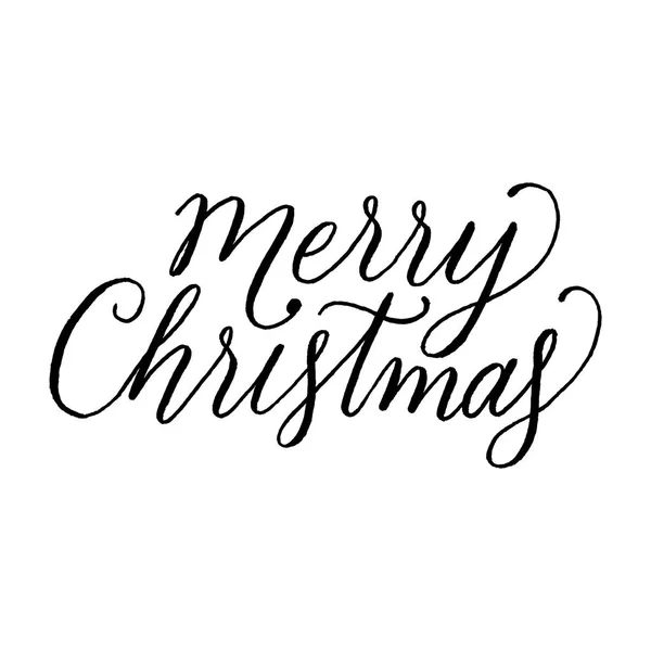 Frohe Weihnachten Handgeschriebene Weihnachtsbotschaft Isoliert Auf Weißem Hintergrund — Stockvektor