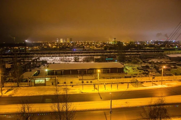 Night Photo Railway District City Penza Russian Federation — 스톡 사진