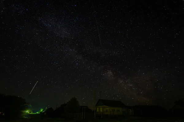 Landschap Van Nacht Sterrenhemel Met Melkweg — Stockfoto