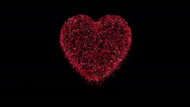 Sparkling Red Heart Shines Crumbles Valentine Day Love — Stock Video