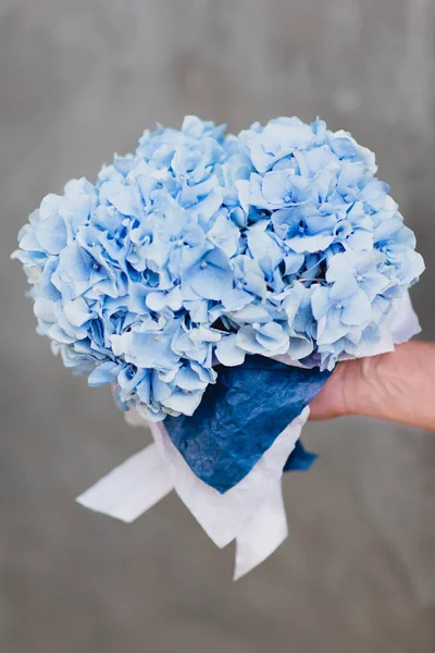 Bouquet of blue hydrangeas — Stock Photo, Image