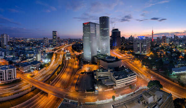 Rooftop in Tel Aviv, Azriely business center. Ayalon highway.