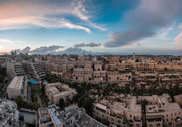 The city of Jerusalem from the high point. Mamila Mall in the old city/