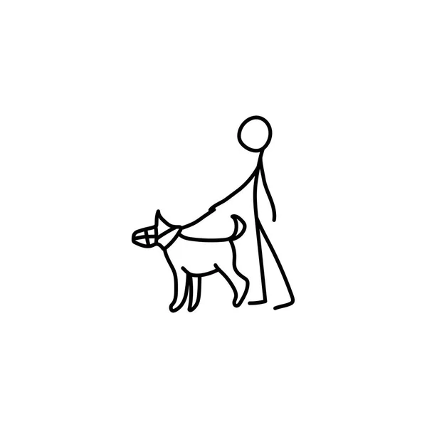 Strichmännchen hund spazieren Vektorbilder