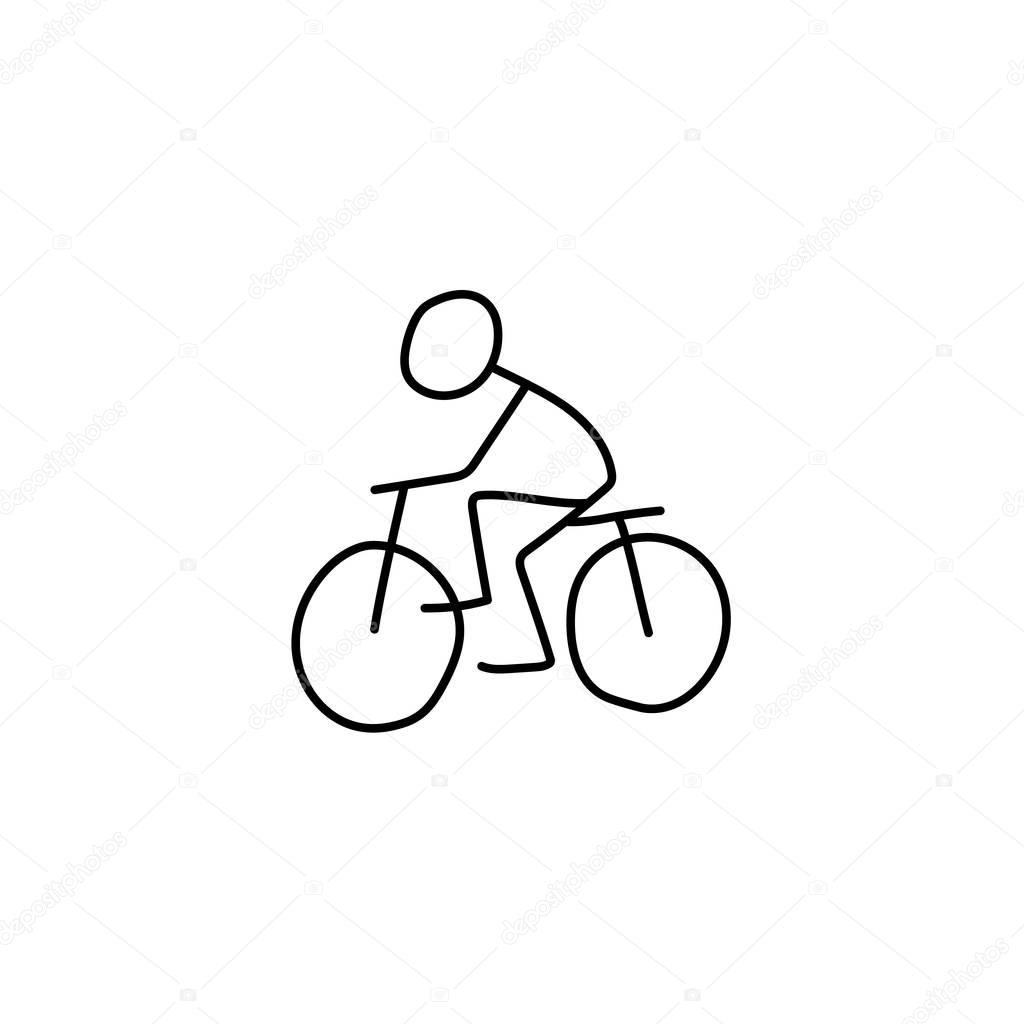 Stick figure bike rider man icon vector