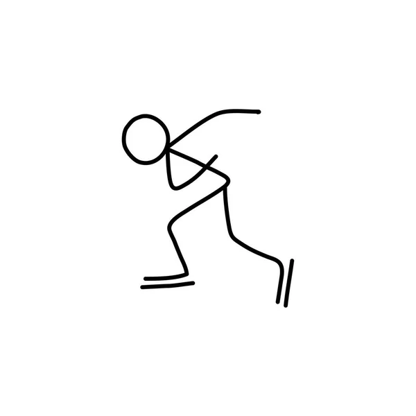 Stick figure skater kroki. Siyah ve beyaz çizim — Stok Vektör