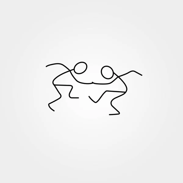 Εικονίδιο καρτούν του σκίτσο ανθρώπους λίγο χορό σε χαριτωμένα μικροσκοπικά σκηνές. — Διανυσματικό Αρχείο