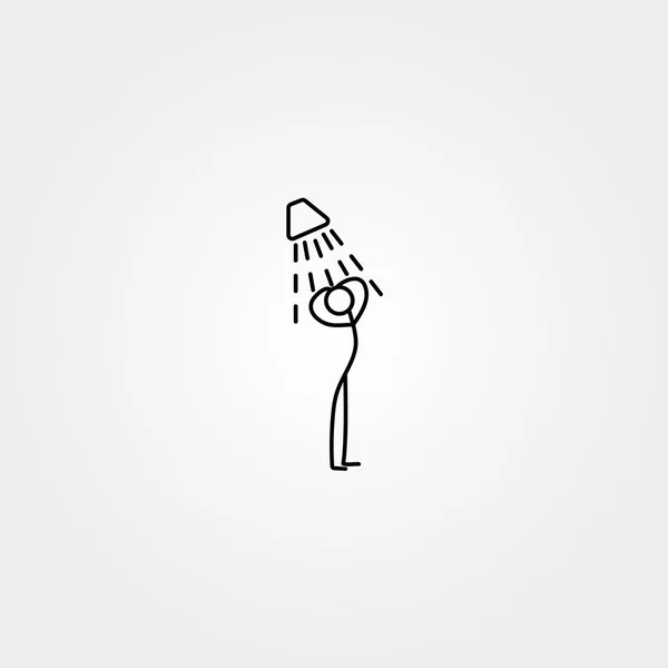 Cartoon icon of sketch stick figure taking a shower — Stockvector