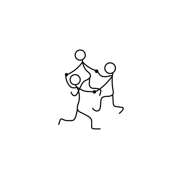 Cartoon icons set of sketch little dancing people in cute miniature scenes. — Stock Vector