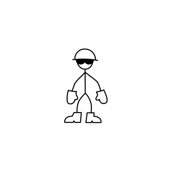 Cartoon icon of sketch stick figure in cute miniature scenes. — Stock Vector
