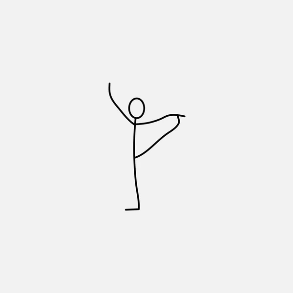 Cartoon icon of sketch little stick figure doing yoga — Stock Vector