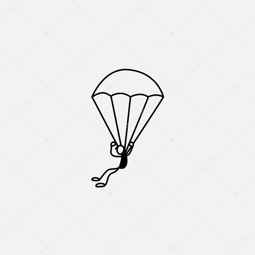 Stick figure parachutist vector falling