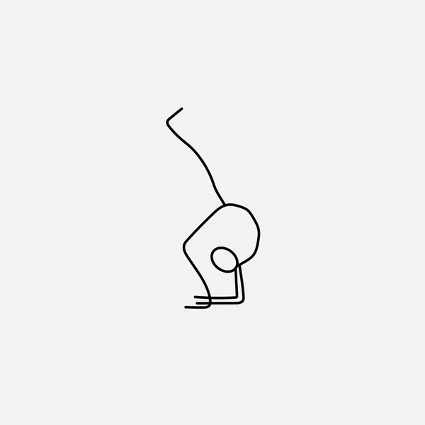 Tecknad ikon av skissa lite stick figur gör yoga — Stock vektor