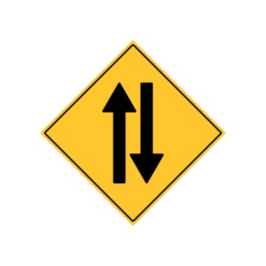 Trafik işareti uyarı iki yolu