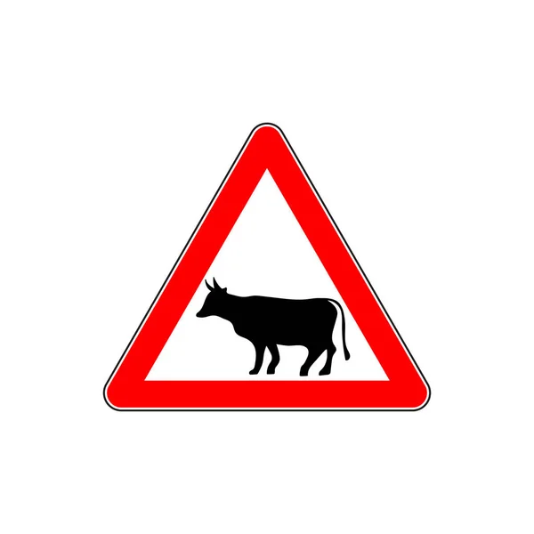 Krowa czerwony znak ostrzegawczy. Symbol zagrożenia, zwrócić uwagę farmy — Wektor stockowy