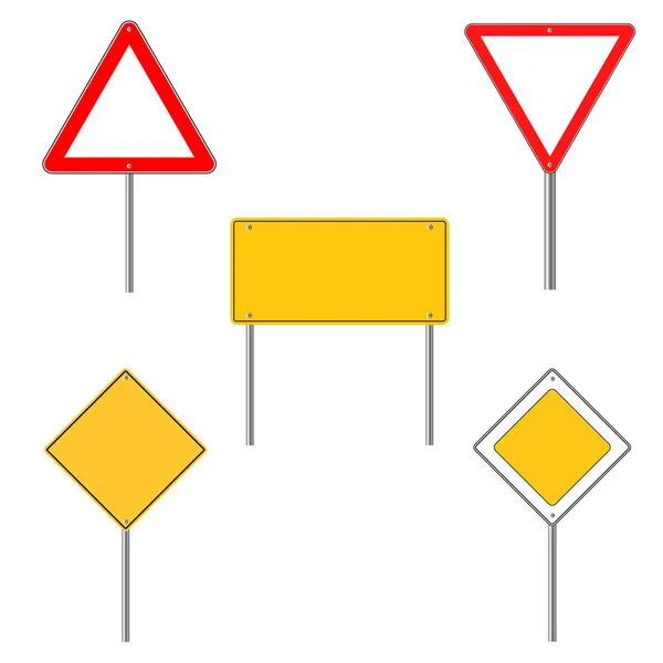 Road sign ikoner. Platt design — Stock vektor