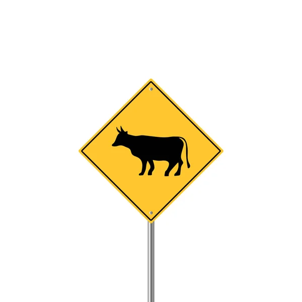 Піктограма дорожнього знаку. Плоский знак корови — стоковий вектор
