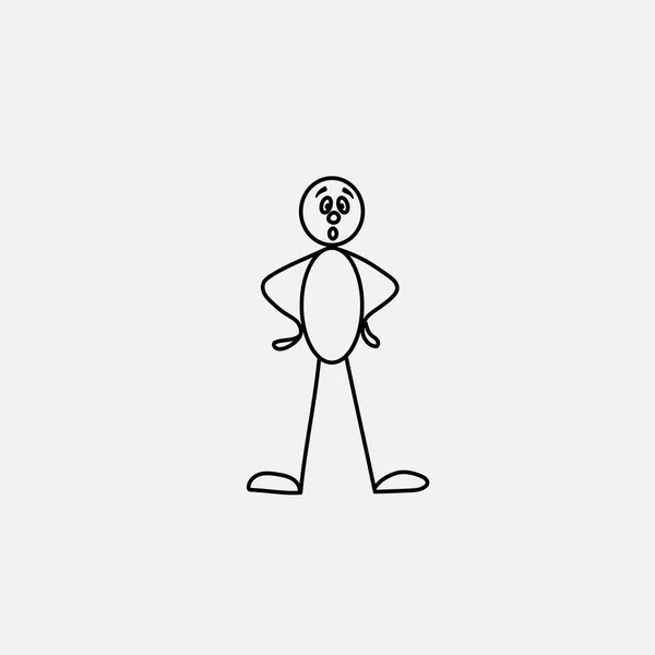 Cartoon icon of sketch stick figure in cute miniature scenes. — Stock Vector