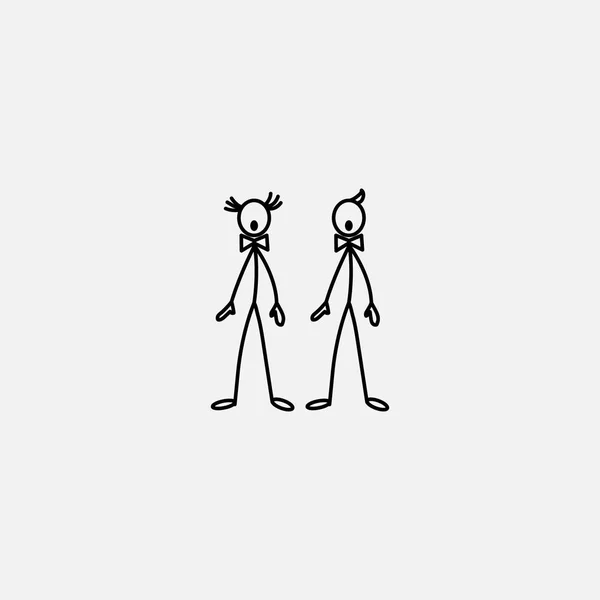 Cartoon icons of sketch stick singer figures duet in cute miniature scenes. — Stock Vector