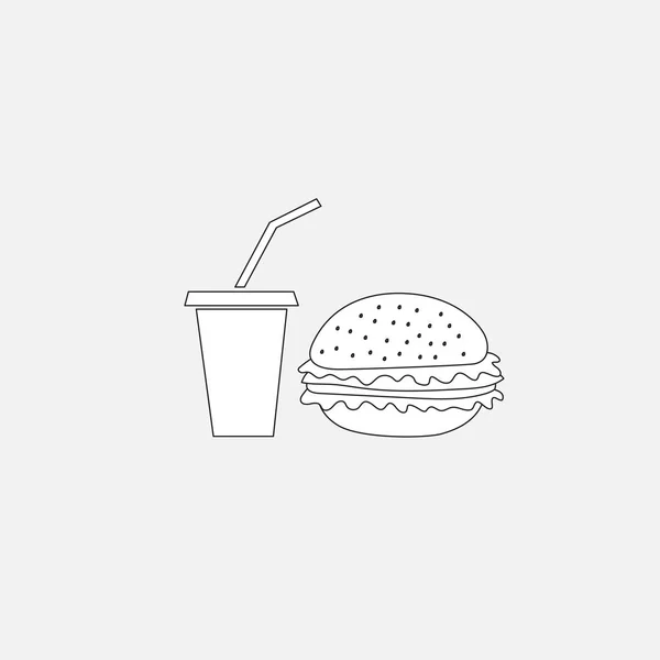 Hamburger e soda icona vettoriale illustrazione — Vettoriale Stock