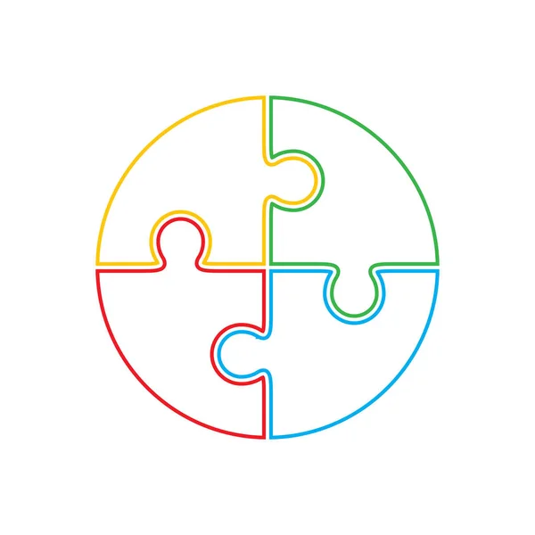Jigsaw puzzle in de vorm van cirkel. — Stockvector
