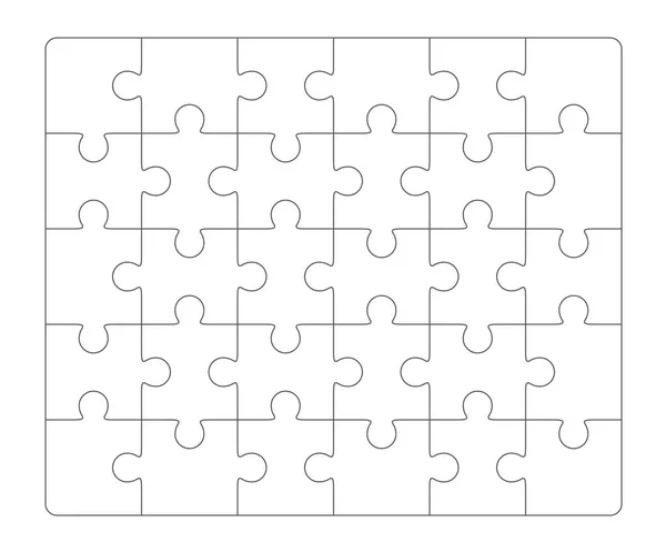 Jigsaw rompecabezas en blanco 6x5 elementos, treinta piezas de vectores . — Vector de stock
