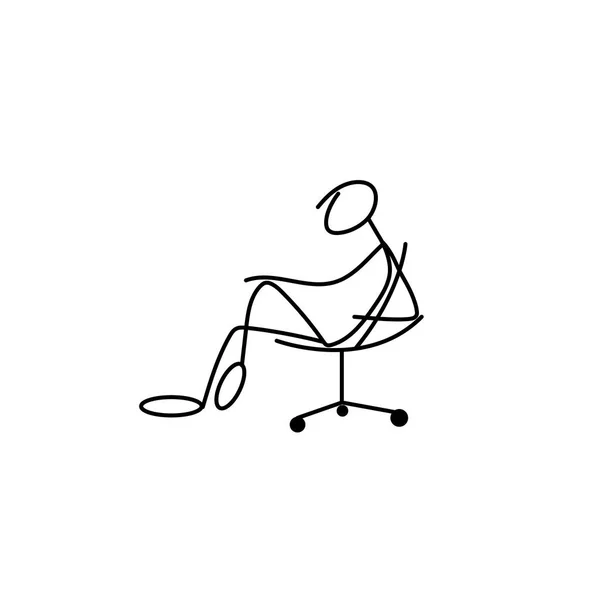 Cartoon icoon van schets stok bisiness figuur in leuke miniatuur scène. — Stockvector