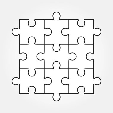 Yapboz vektörü, dokuz parça.