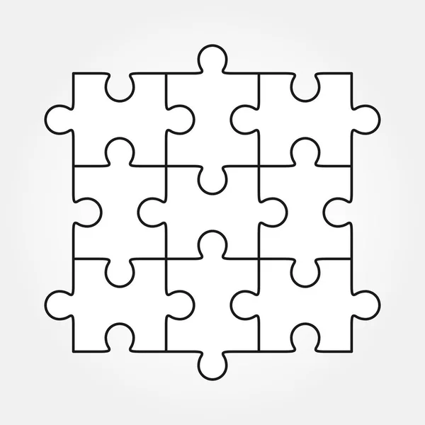 Jigsaw rompecabezas vector, nueve piezas — Vector de stock