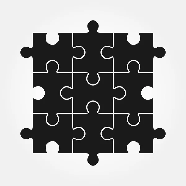 Jigsaw rompecabezas vector, nueve piezas — Vector de stock