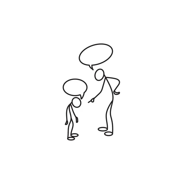 Stick figure Father scolding his son — Stock Vector