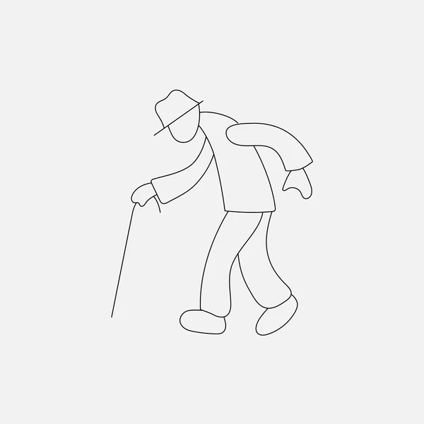 Stick figure vieil homme — Image vectorielle