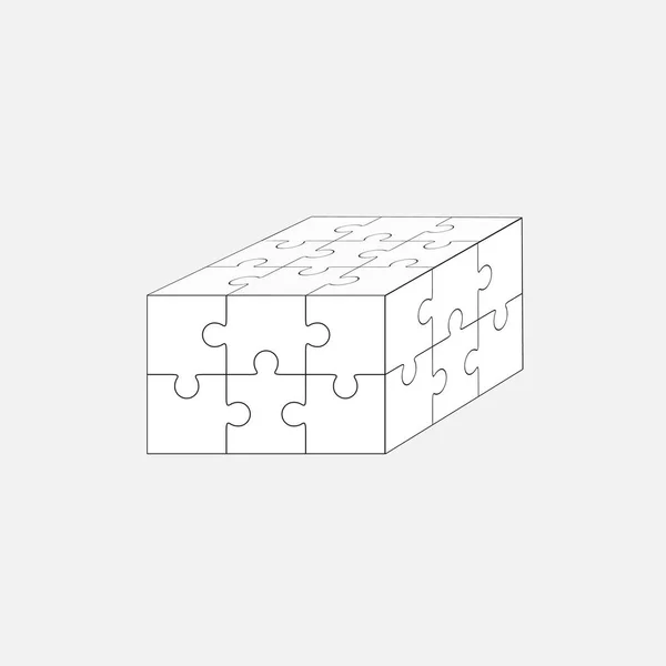 Jigsaw rompecabezas en blanco vector 3x2, seis piezas — Vector de stock