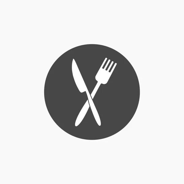 Tenedor cruzado y cuchillo icono — Vector de stock