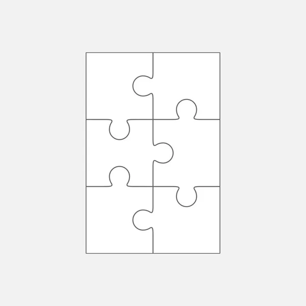 Six pièces de puzzle, vecteur blanc 2x3 pièces — Image vectorielle