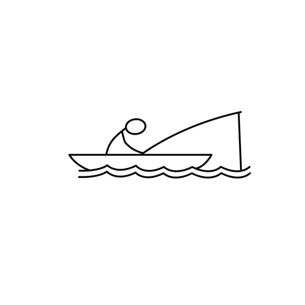 Homme en bateau Icône de pêche — Image vectorielle