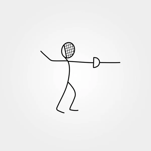 Cartoon Ikone Sport Strichmännchen Schwertkämpfer — Stockvektor