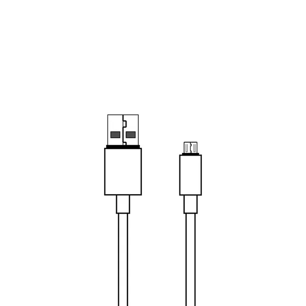 Icône de vecteur de câble USB et micro USB — Image vectorielle