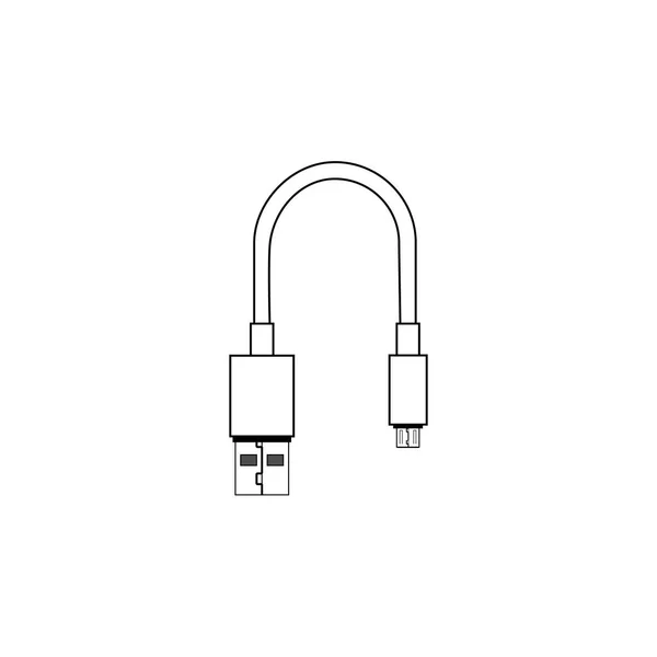 Ikon vektor kabel usb USB dan mikro - Stok Vektor