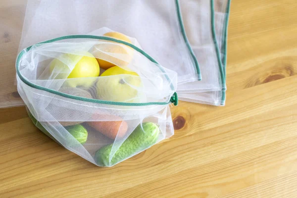 Plastic free recycled textile bag for fruit