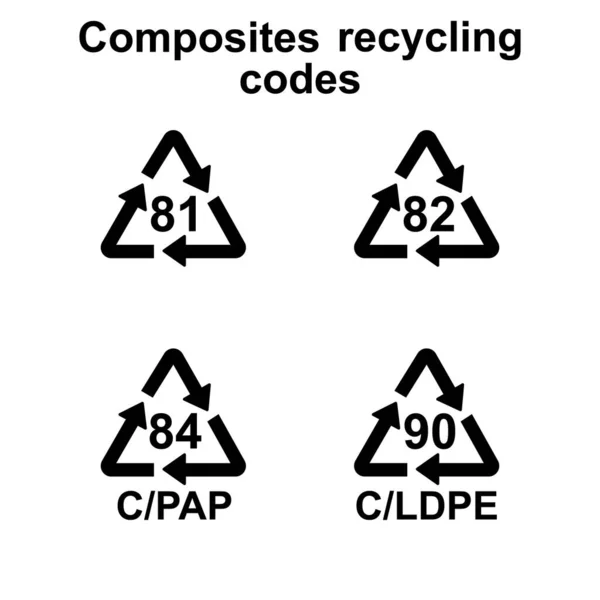 Códigos de reciclagem de compostos vetor sinais simples — Vetor de Stock