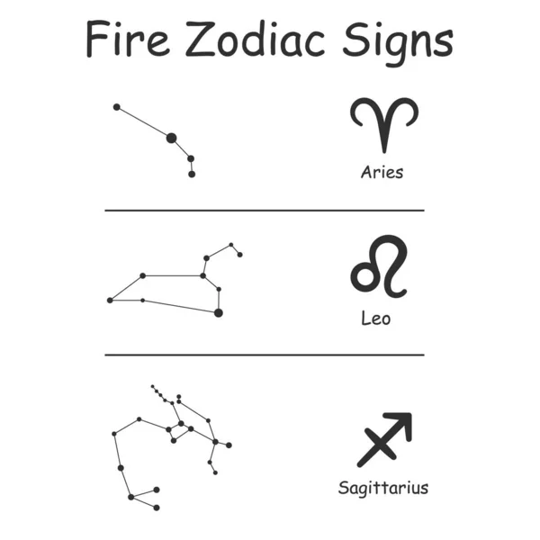 Zodíaco elementos de fuego signos vectoriales — Vector de stock