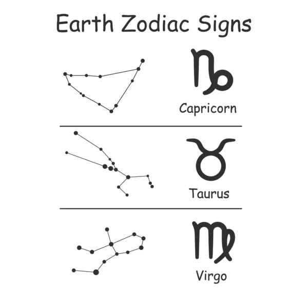 Zodiaque éléments de terre signes vectoriels — Image vectorielle