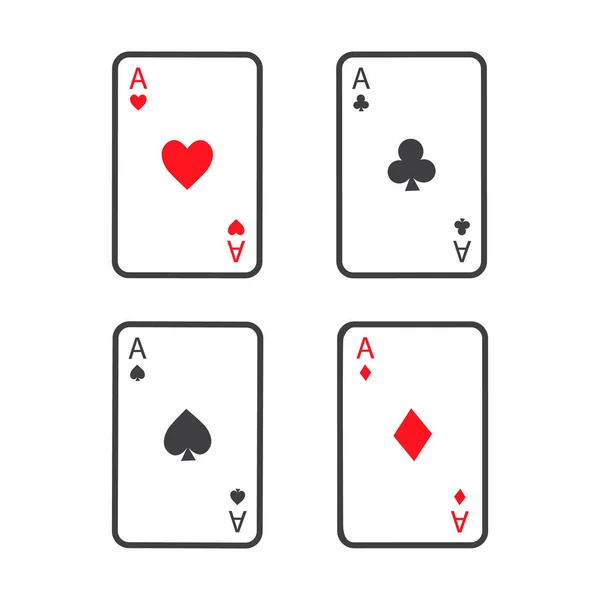 Conjunto de quatro ases de baralho. Ganhar mão de poker . — Vetor de Stock