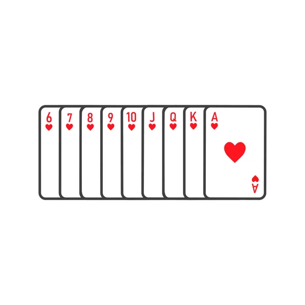 Jogando cartas corações terno vetor — Vetor de Stock