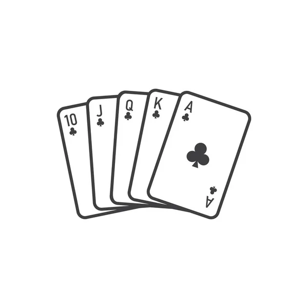 Quinte Flush of Clubs de dix à as - cartes à jouer vectorielles — Image vectorielle